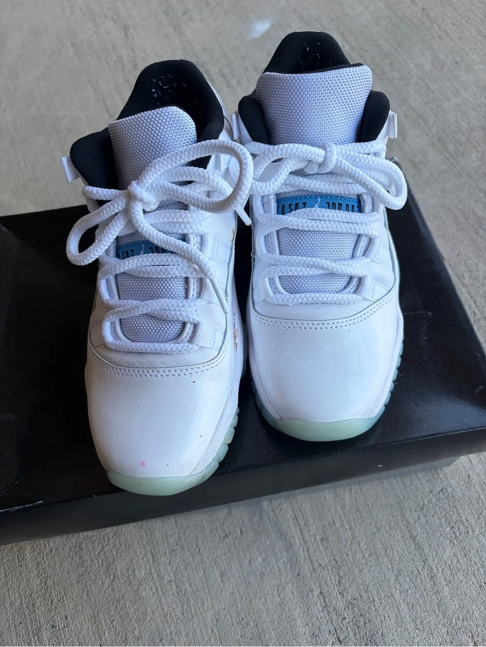 Jordan Kids White and Black Low-Top Sneakers with Light Blue Accents